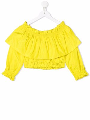 MSGM Kids off-shoulder cropped blouse - Yellow