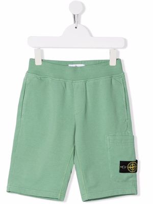 Stone Island Junior side logo-patch shorts - Green
