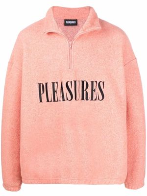 Pleasures logo-embroidered teddy fleece sweatshirt - Pink
