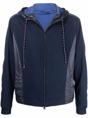ETRO panelled zipped hooded jacket - Blue
