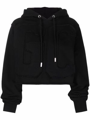 Gcds logo-embroidered cropped hoodie - Black