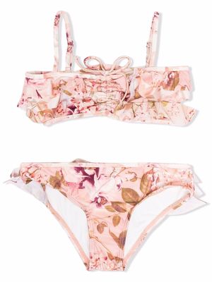 ZIMMERMANN Kids floral-print bikini set - Neutrals