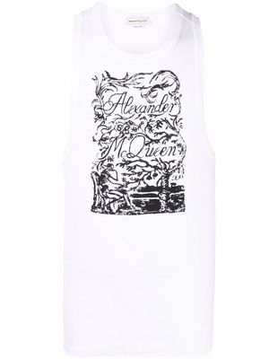Alexander McQueen skeleton scene print vest top - White