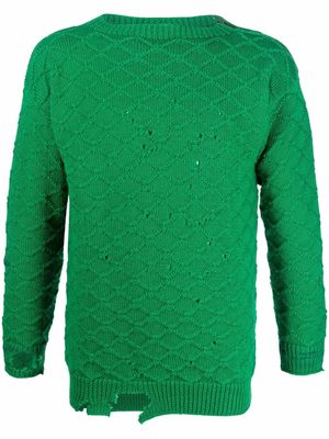 Maison Margiela distressed-effect wool jumper - Green