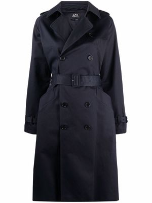 A.P.C. Greta cotton trench coat - Blue