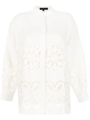 Biyan floral cut-out linen shirt - White
