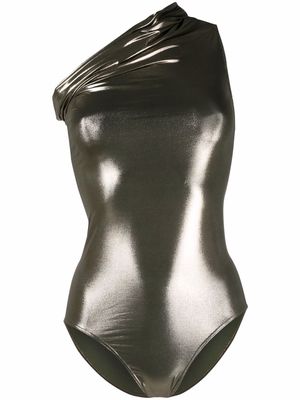 Rick Owens metallic one-shoulder swimsuit - Gold