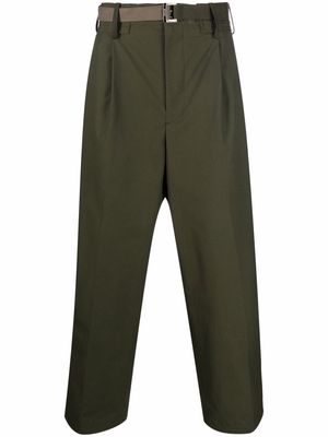 sacai belted wide-leg trousers - Green