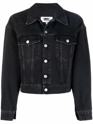 MM6 Maison Margiela contrast stitching denim jacket - Black