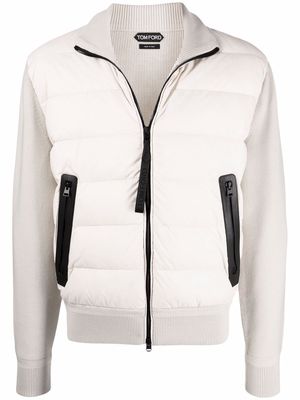 TOM FORD padded front fleece jacket - Neutrals