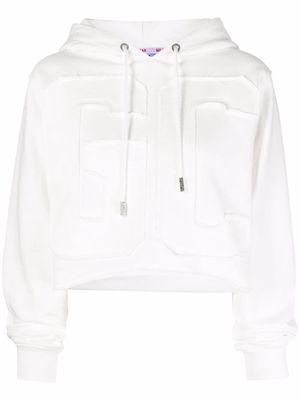 Gcds embroidered-logo hoodie - White