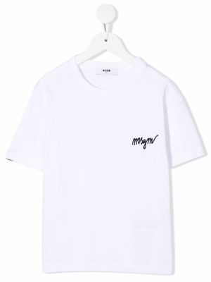 MSGM Kids embroidered-logo cotton T-shirt - White
