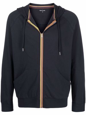 PAUL SMITH contrasting-trim zip-up hoodie - Blue