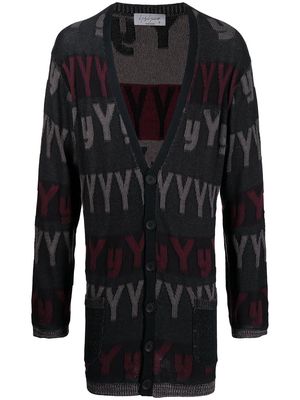 Yohji Yamamoto intarsia-knit logo V-neck cardigan - Black