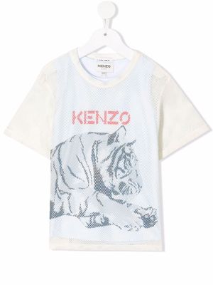 Kenzo Kids tiger-print T-shirt - Neutrals
