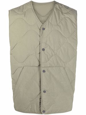 Closed quilted padded vest - Green