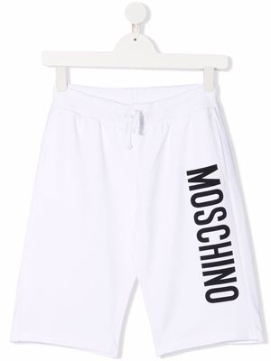 Moschino Kids logo-print shorts - White