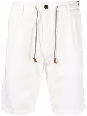 Eleventy striped-belt drawstring waist shorts - White