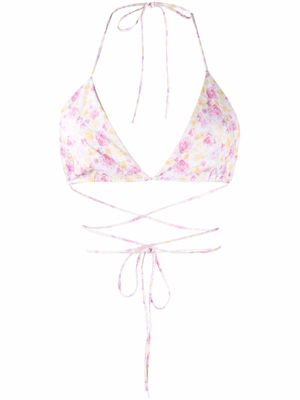 Magda Butrym floral-print bikini top - White
