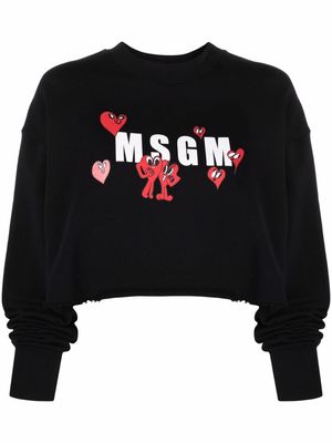 MSGM logo-print cropped sweatshirt - Black