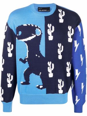 Neil Barrett Dino logo-intarsia sweater - Blue