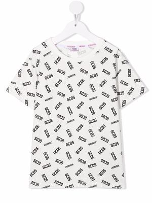 Gcds Kids cotton logo-print T-shirt - White