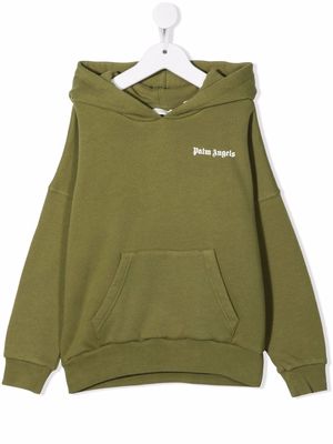 Palm Angels Kids logo-print hoodie - Green