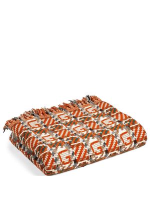 Gucci patterned intarsia-knit fringed-edge throw - Neutrals