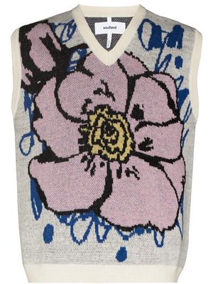 Soulland Kieran floral waistcoat - Neutrals