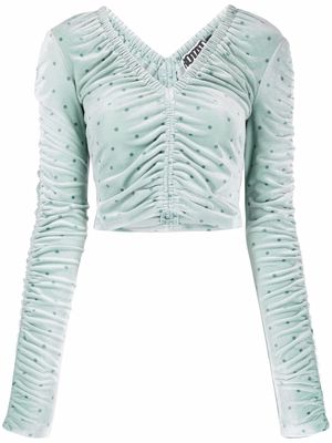 ROTATE ruched V-neck blouse - Green