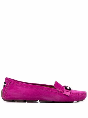 Bally stripe-detail suede ballerina shoes - Pink