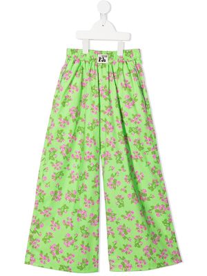 Natasha Zinko Kids floral-print wide-leg trousers - Green