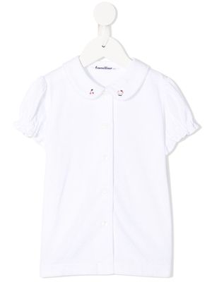 Familiar scallop-edge cotton blouse - White