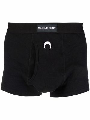 Marine Serre Icon Crescent Moon logo-embroidered boxer shorts - Black
