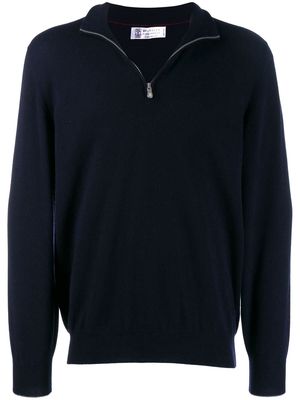 Brunello Cucinelli cashmere half zip sweater - Blue
