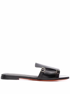 Santoni double-buckle leather-strap sandals - Black