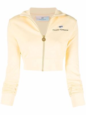 Chiara Ferragni cropped cotton track jacket - Yellow