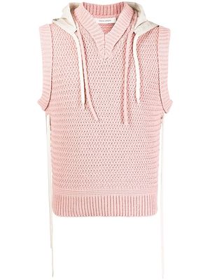 Craig Green ribbed sleeveless knitted hoodie - Pink