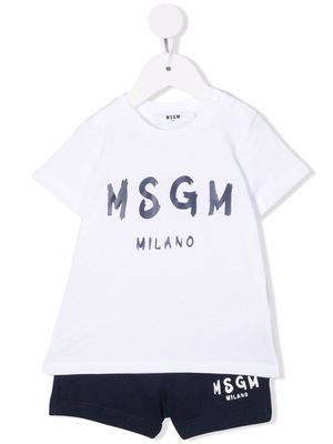 MSGM Kids logo-print shorts set - White