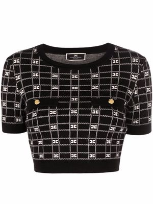 Elisabetta Franchi intarsia-knit short-sleeve top - Black