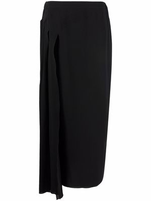 Chanel Pre-Owned 1999 pleat-detailing straight silk skirt - Black