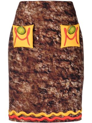 Moschino burger-motif high-waisted skirt - Brown