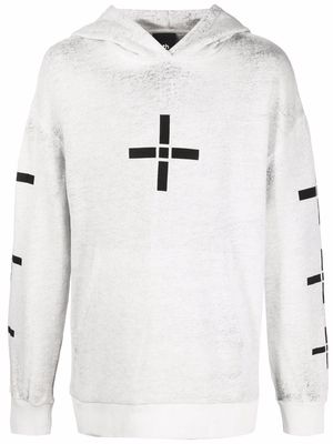 Thom Krom cross-strap pullover hoodie - Grey