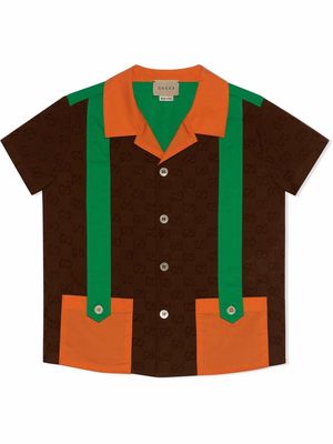 Gucci Kids strap-detail jacquard shirt - Brown