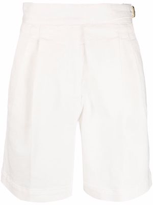 RED Valentino pleated belted cotton shorts - White