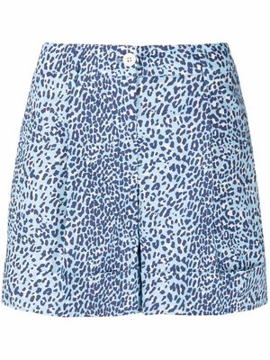 P.A.R.O.S.H. leopard-print A-line shorts - Blue
