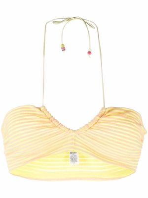 Forte Forte stripe-print tie-fastening bikini top - Yellow