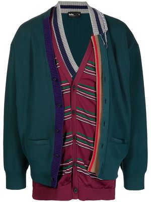 Kolor layered knitted cardigan - Green