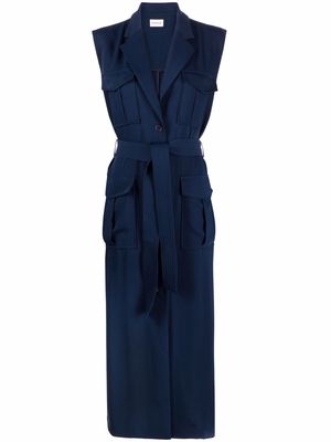 P.A.R.O.S.H. notched lapels belted shirtdress - Blue