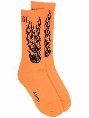 AMIRI logo-print cotton socks - Orange